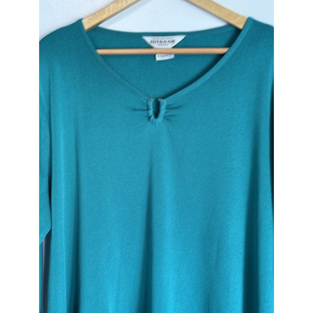Exclusively Misook Women’s 2X Aqua Top 3/4 Sleeves Quiet Luxury Minimalist - Picture 3 of 9